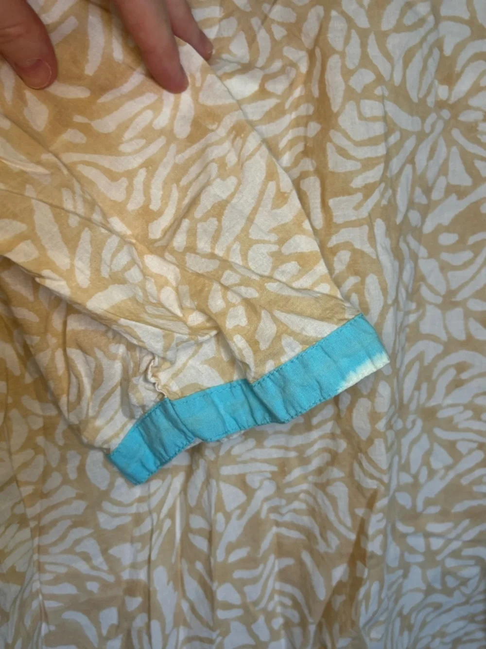 Le Soleil Miami Cream & White Floral Swimsuit Cover Up with Turquoise Trim - Picture 9 of 16